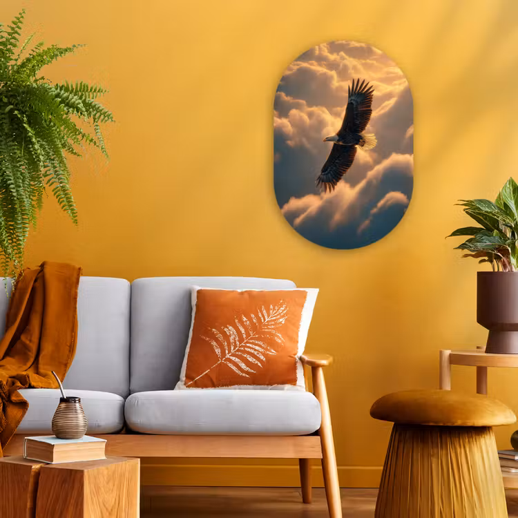 Muurovaal - Kunststof - Adelaar - Wolken - Zon — 2