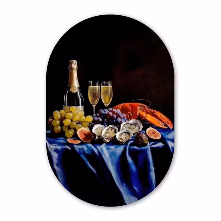 Muurovaal - Kunststof - Champagne - Luxe - Oesters — 1