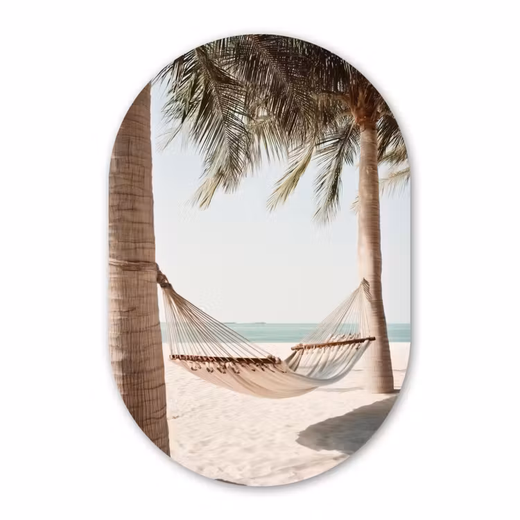 Muurovaal - Kunststof - Hangmat - Palmbomen - Strand - Zee — 3