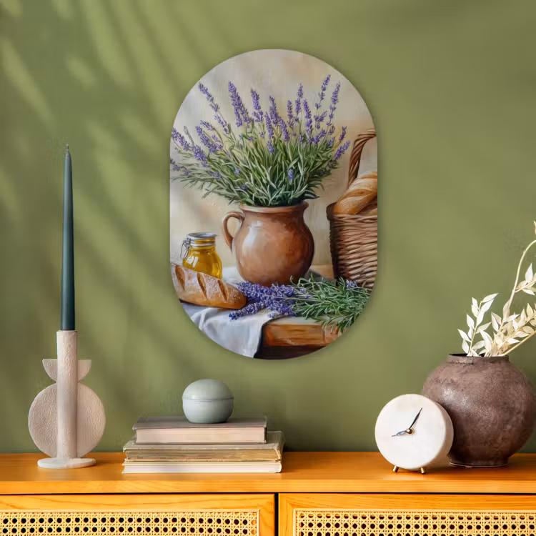 Muurovaal - Kunststof - Lavendel - Brood - Stilleven — 2