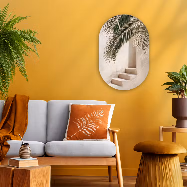 Muurovaal - Kunststof - Palmboom - Schaduw - Trap - Beige — 1