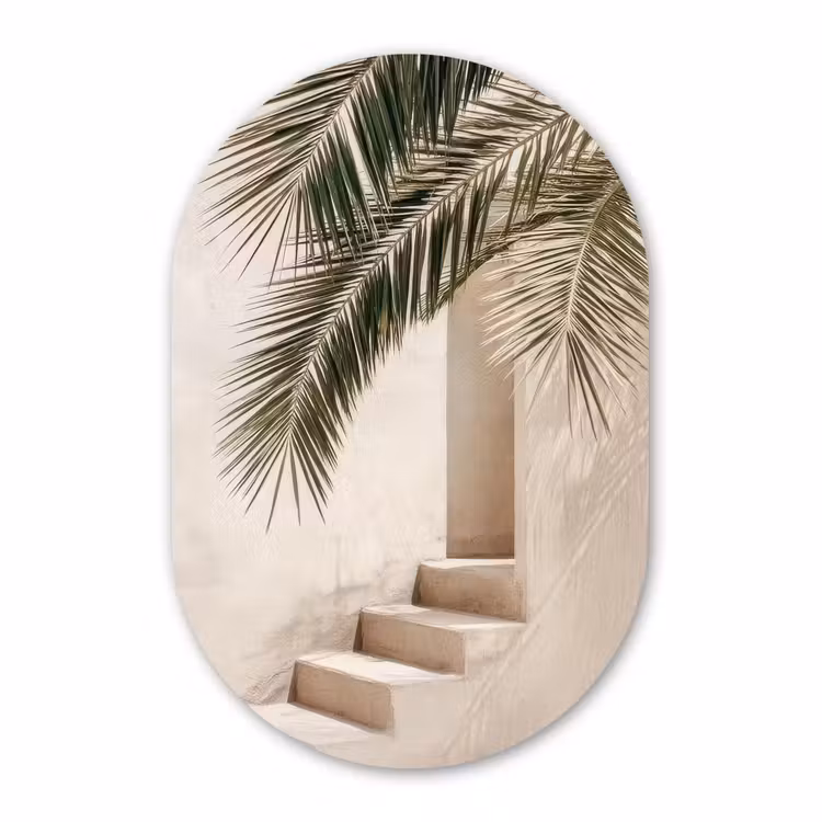 Muurovaal - Kunststof - Palmboom - Schaduw - Trap - Beige — 2