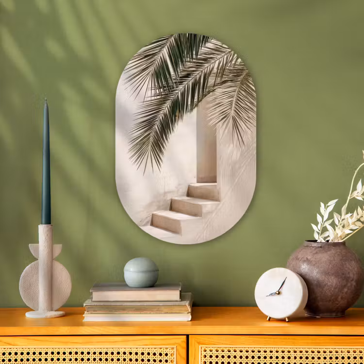 Muurovaal - Kunststof - Palmboom - Schaduw - Trap - Beige — 3