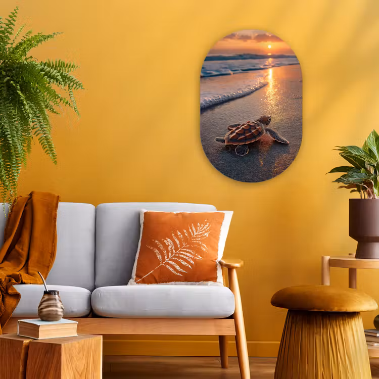 Muurovaal - Kunststof - Schildpad - strand - Zonsondergang — 2