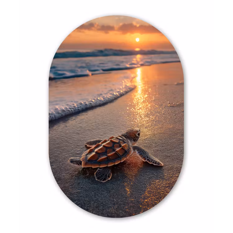 Muurovaal - Kunststof - Schildpad - strand - Zonsondergang — 3
