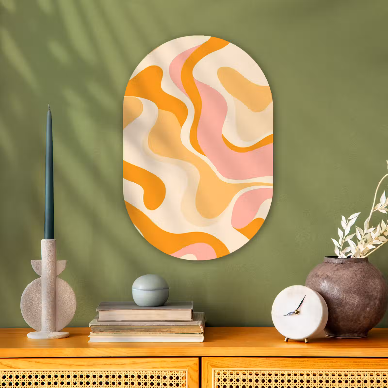 Muurovaal - Kunststof - Abstract - Golvend - Oranje — 1