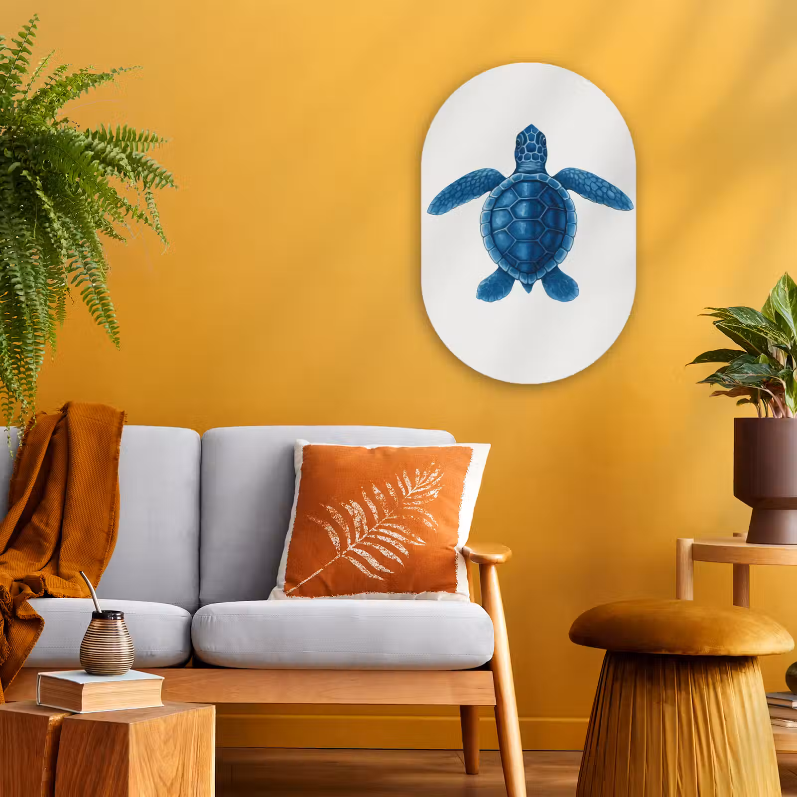 Muurovaal - Kunststof - Schildpad - Blauw - Schild — 1