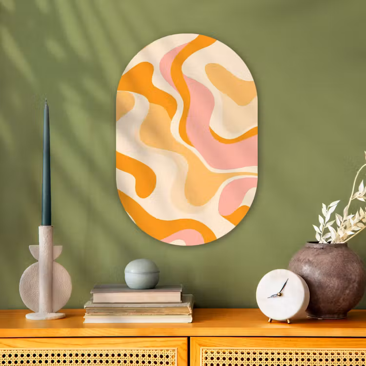 Muurovaal - Kunststof - Abstract - Golvend - Oranje — 1