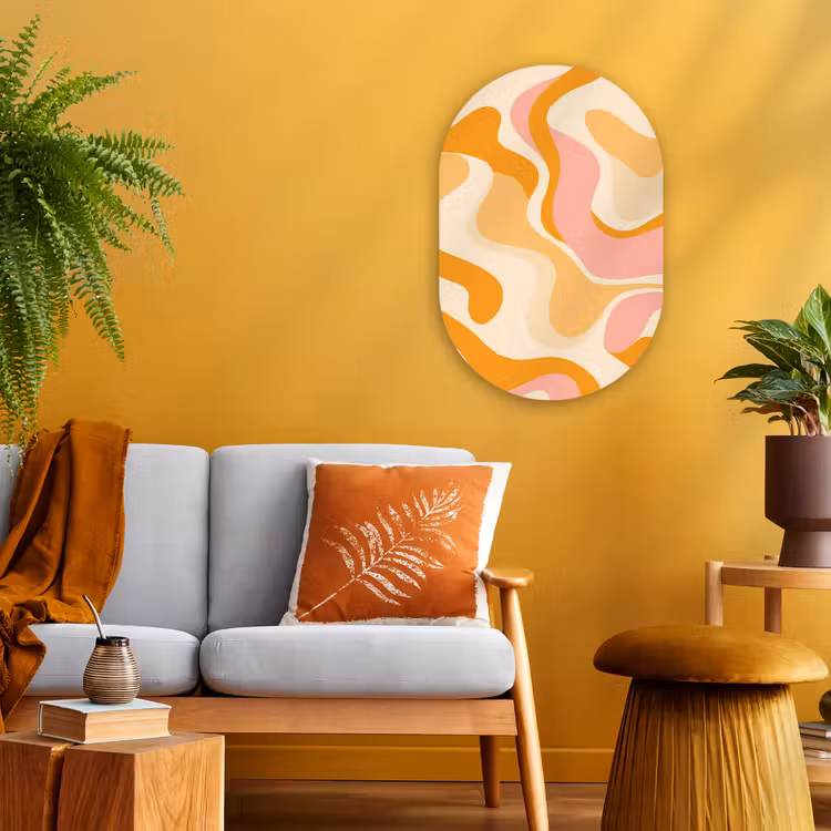 Muurovaal - Kunststof - Abstract - Golvend - Oranje — 2