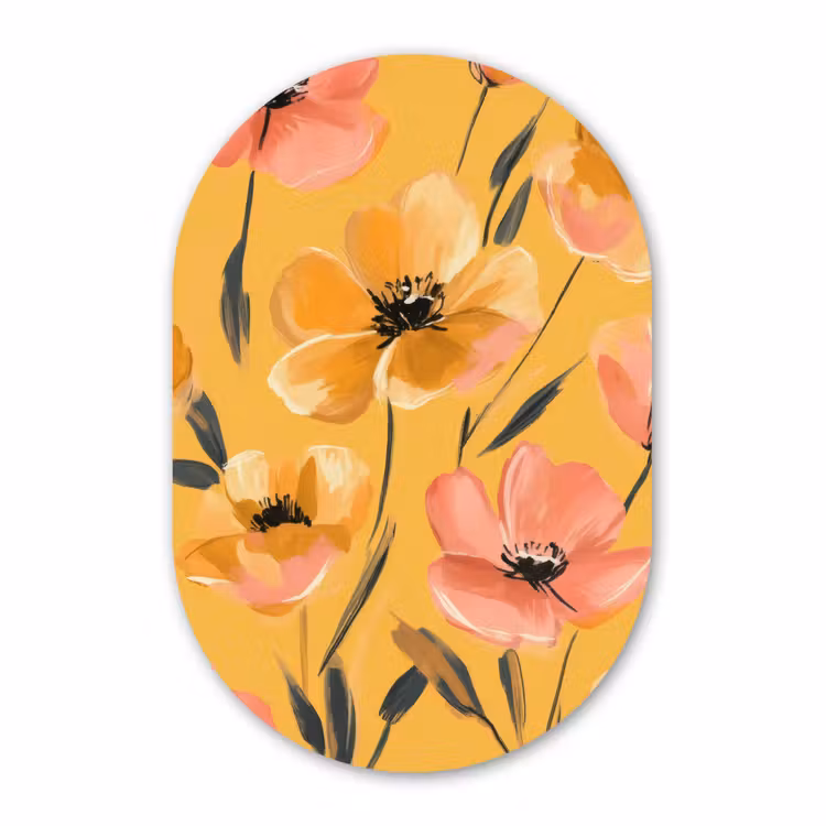 Muurovaal - Kunststof - Bloemen - Geschilderd - Geel — 3