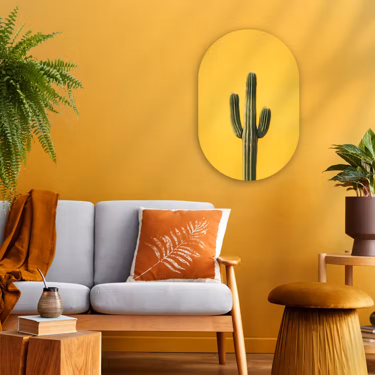 Muurovaal - Kunststof - Cactus - Groen - Minimalistisch — 1