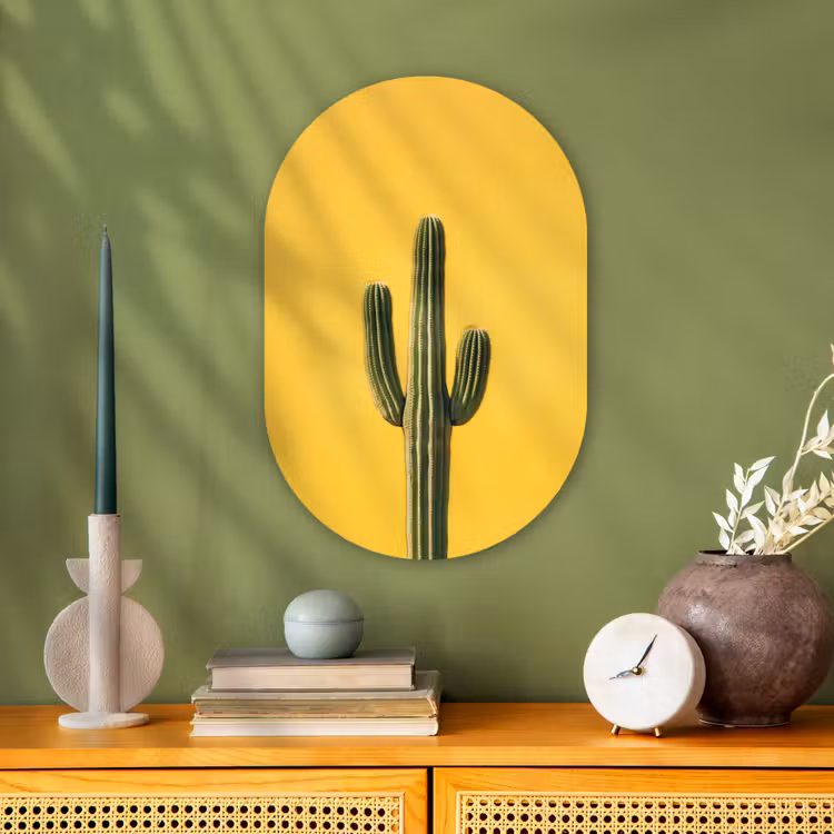 Muurovaal - Kunststof - Cactus - Groen - Minimalistisch — 3