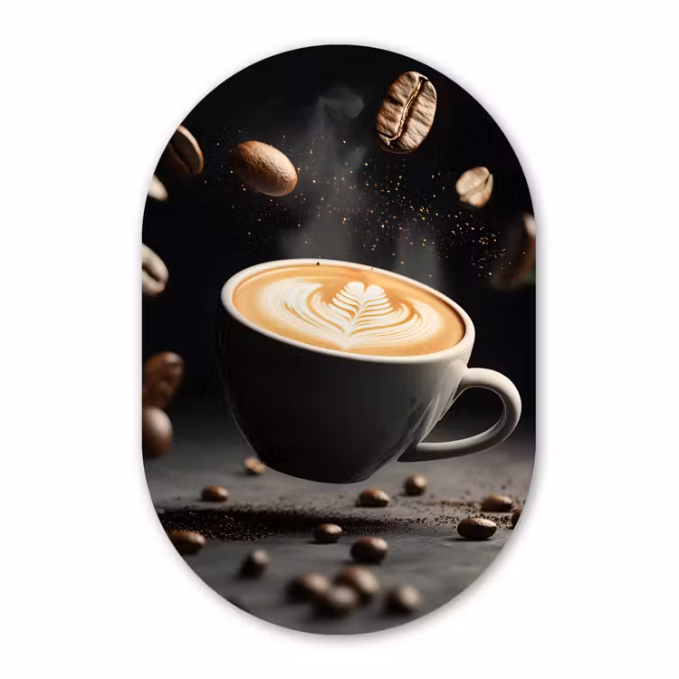 Muurovaal - Kunststof - Cappuccino - Kop - Bonen - Bruin — 2