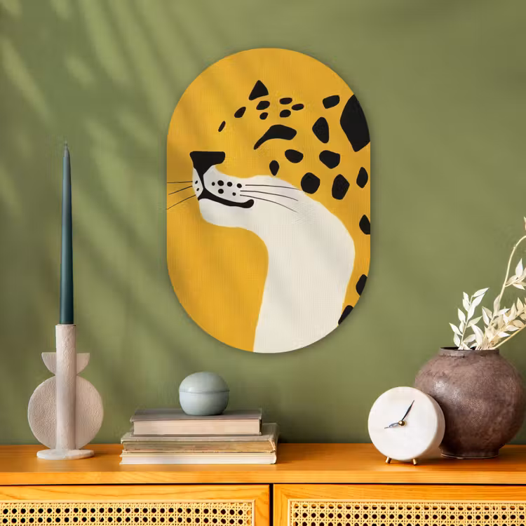 Muurovaal - Kunststof - Cheetah - Illustratie - Geel — 1