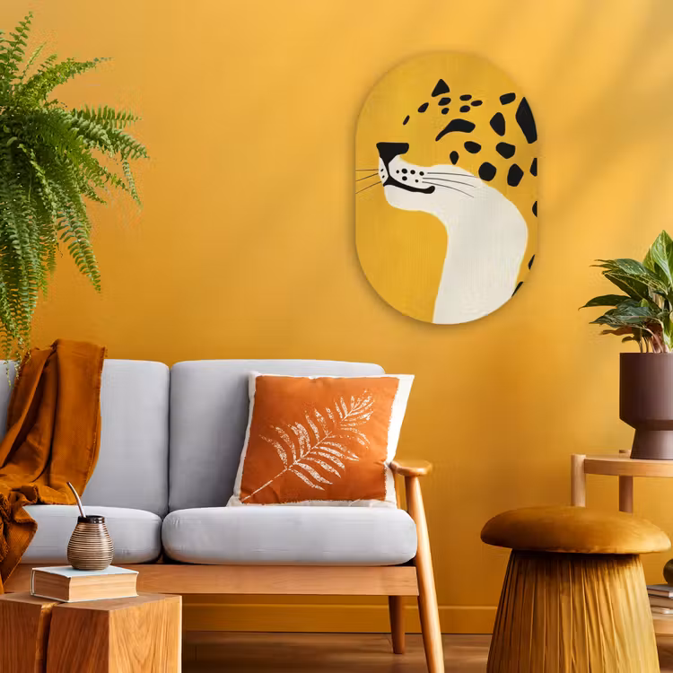 Muurovaal - Kunststof - Cheetah - Illustratie - Geel — 2