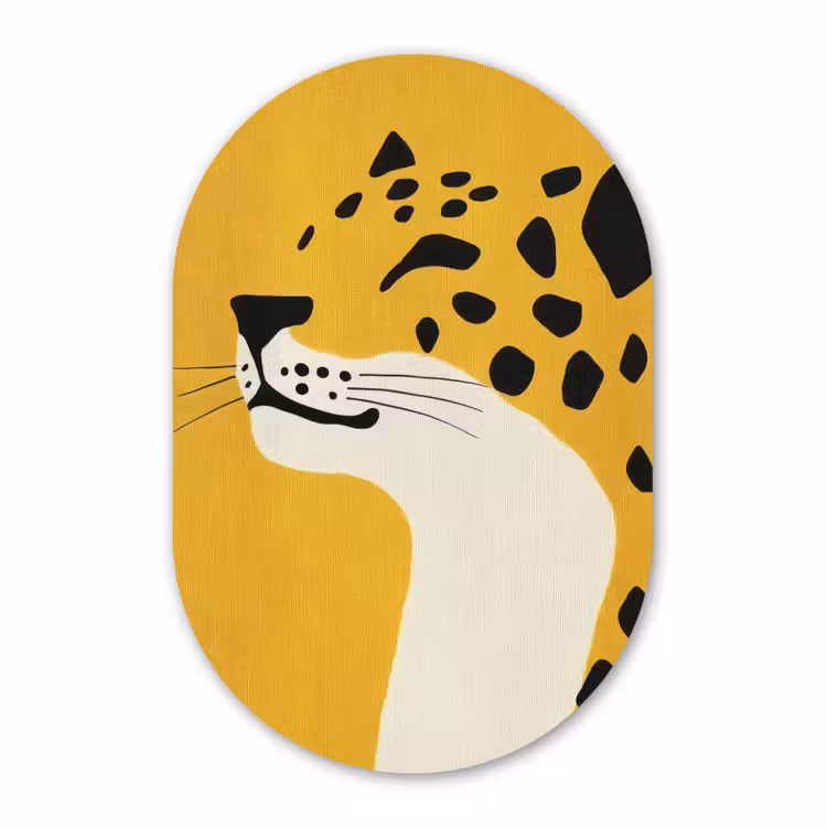 Muurovaal - Kunststof - Cheetah - Illustratie - Geel — 3