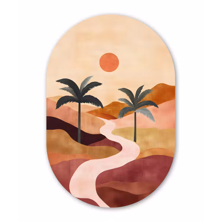 Muurovaal - Kunststof - Heuvels - Palmbomen - Abstract — 3