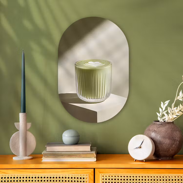 Muurovaal - Kunststof - Matcha - Glas - Groen - Minimalistisch — 3