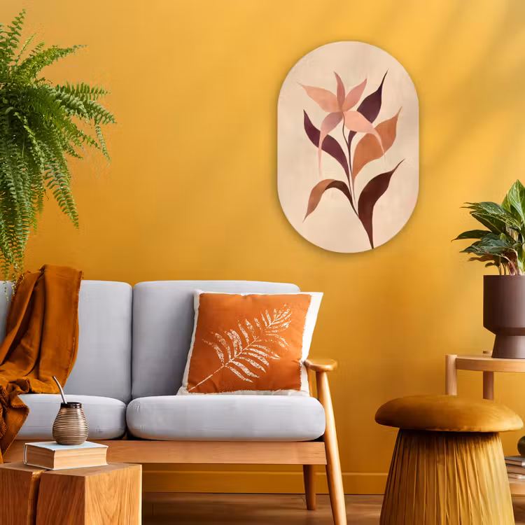 Muurovaal - Kunststof - Minimalistisch - Bloem - Bladeren - Beige — 2