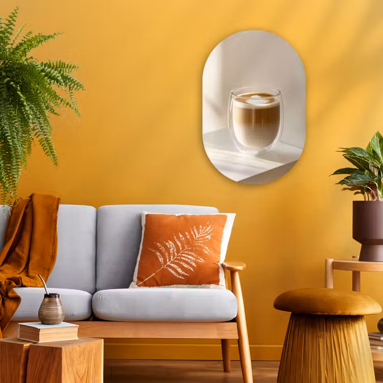 Muurovaal - Kunststof - Mok - Latte - Minimalistisch - Schaduw — 2
