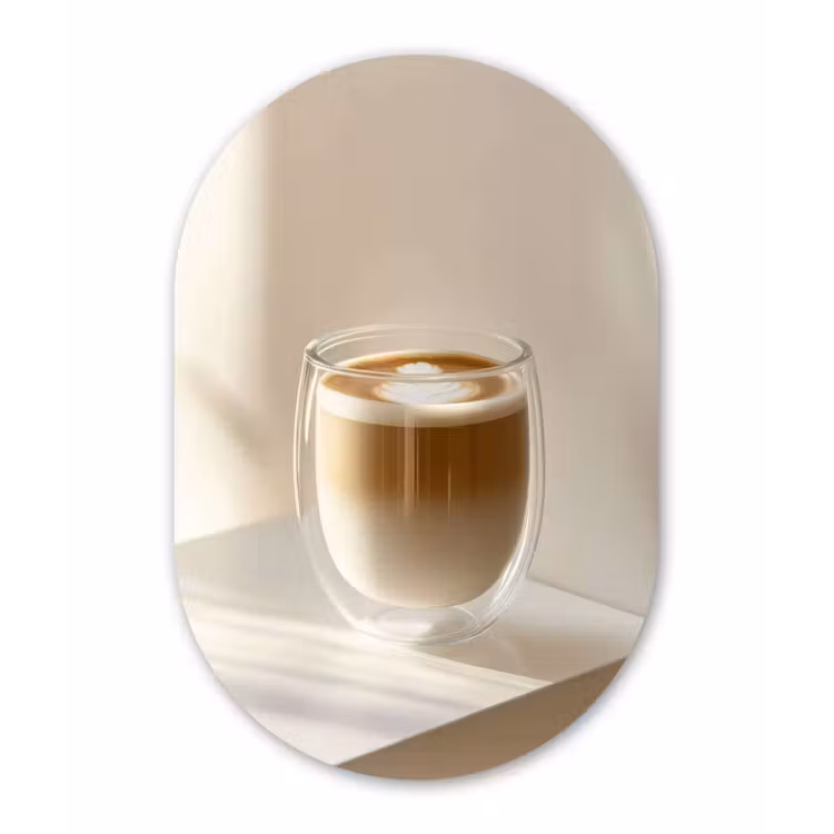 Muurovaal - Kunststof - Mok - Latte - Minimalistisch - Schaduw — 3