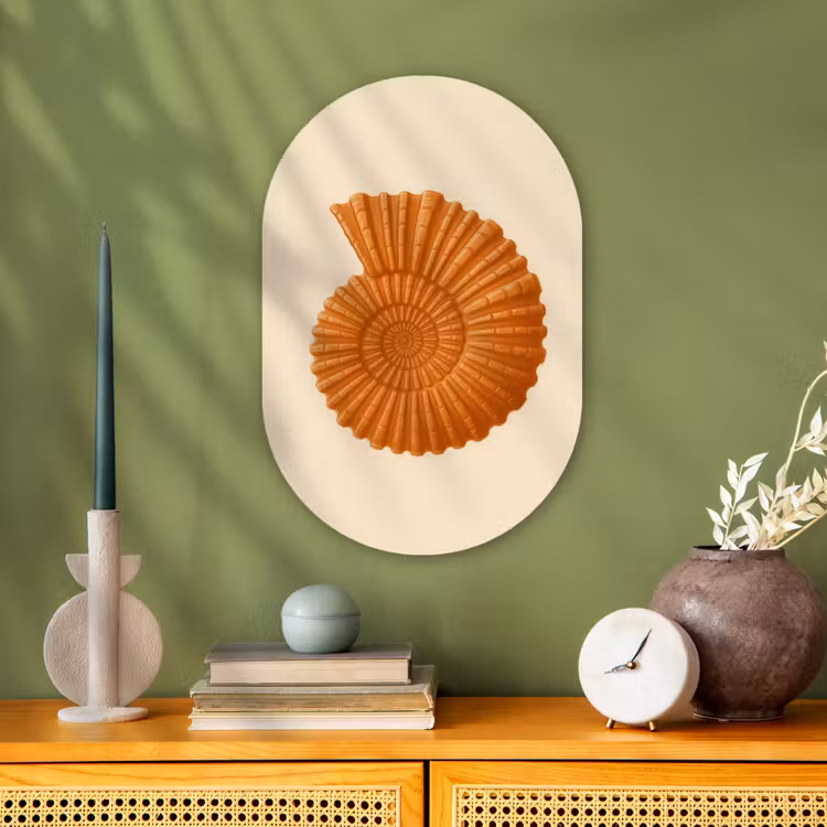 Muurovaal - Kunststof - Schelp - Oranje - Ribbels — 2