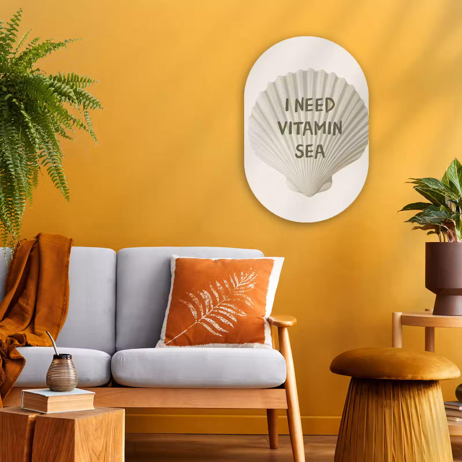 Muurovaal - Kunststof - Schelp - Quote - Groen — 1