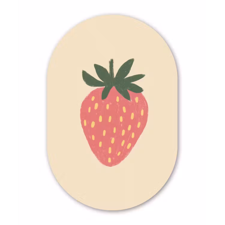 Muurovaal - Kunststof - Aardbei - Minimalistisch - Rood - Fruit — 1