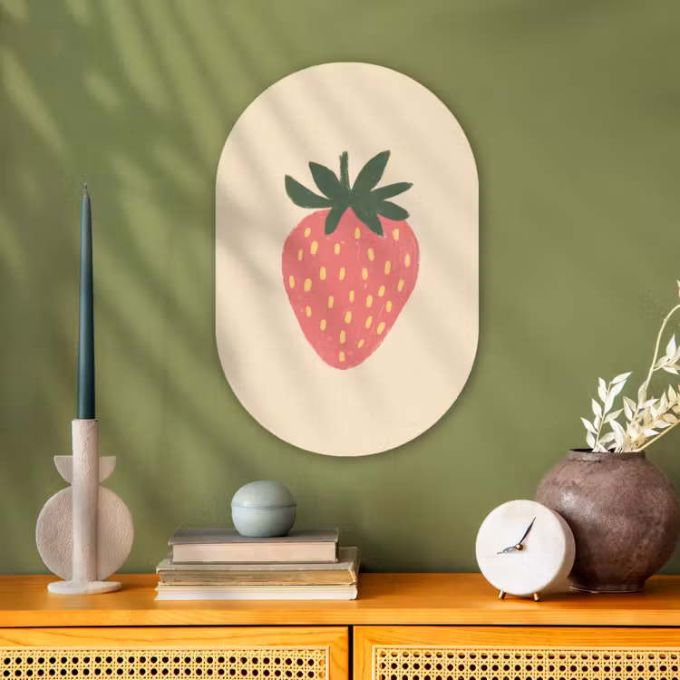 Muurovaal - Kunststof - Aardbei - Minimalistisch - Rood - Fruit — 2