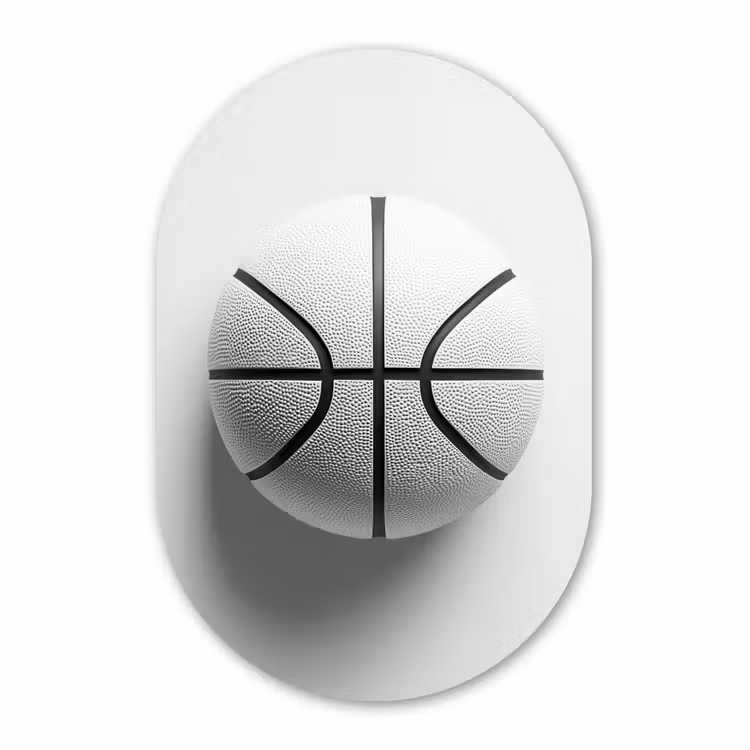 Muurovaal - Kunststof - Basketbal - Wit - Schaduw - Lijnen — 2