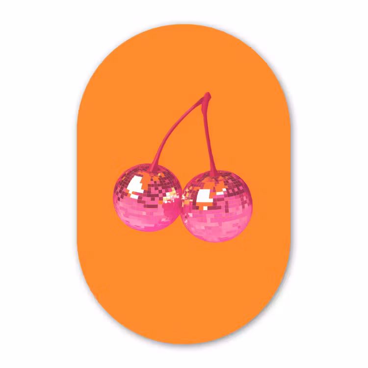 Muurovaal - Kunststof - Discoballen - Kers - Spiegels - Roze — 3