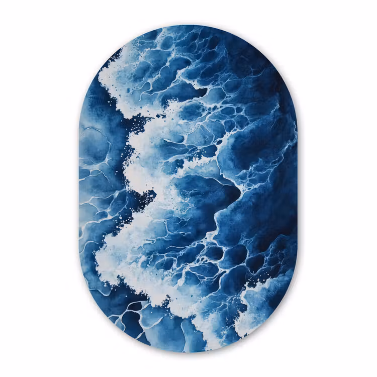Muurovaal - Kunststof - Golven - Blauw - Schuim — 3
