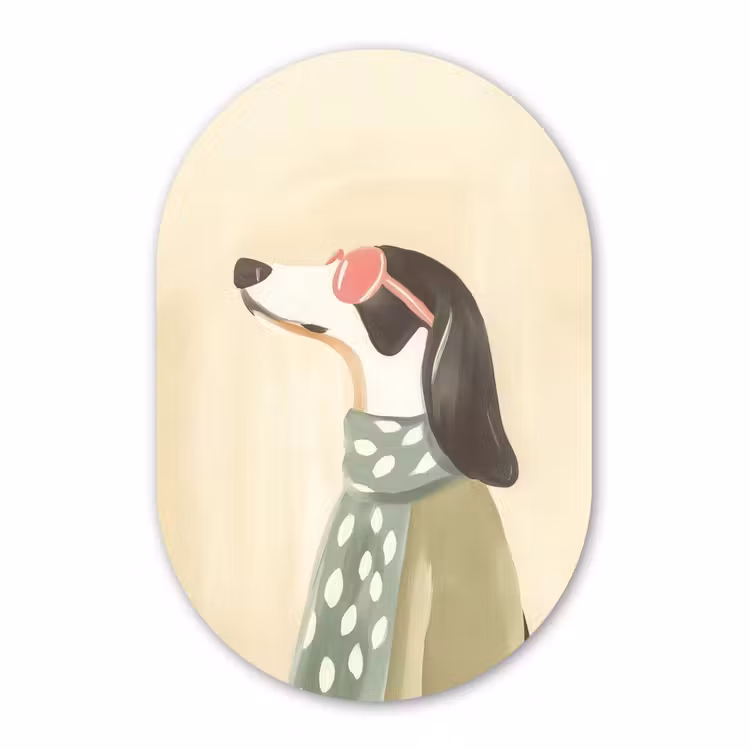 Muurovaal - Kunststof - Hond - Zonnebril - Sjaal — 3