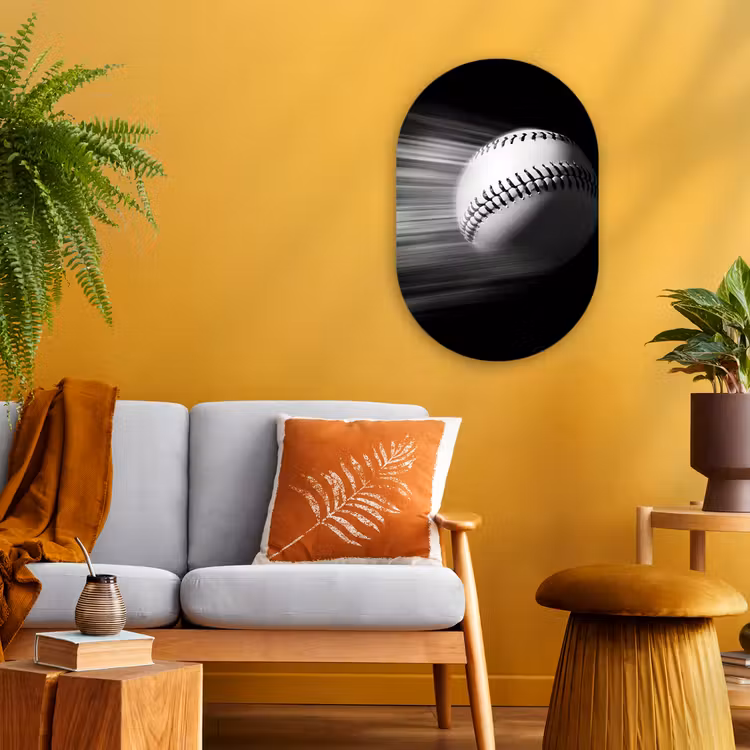 Muurovaal - Kunststof - Honkbal - Wit - Vliegt — 2