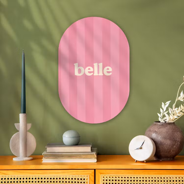 Muurovaal - Kunststof - Roze - Gestreept - Belle — 1