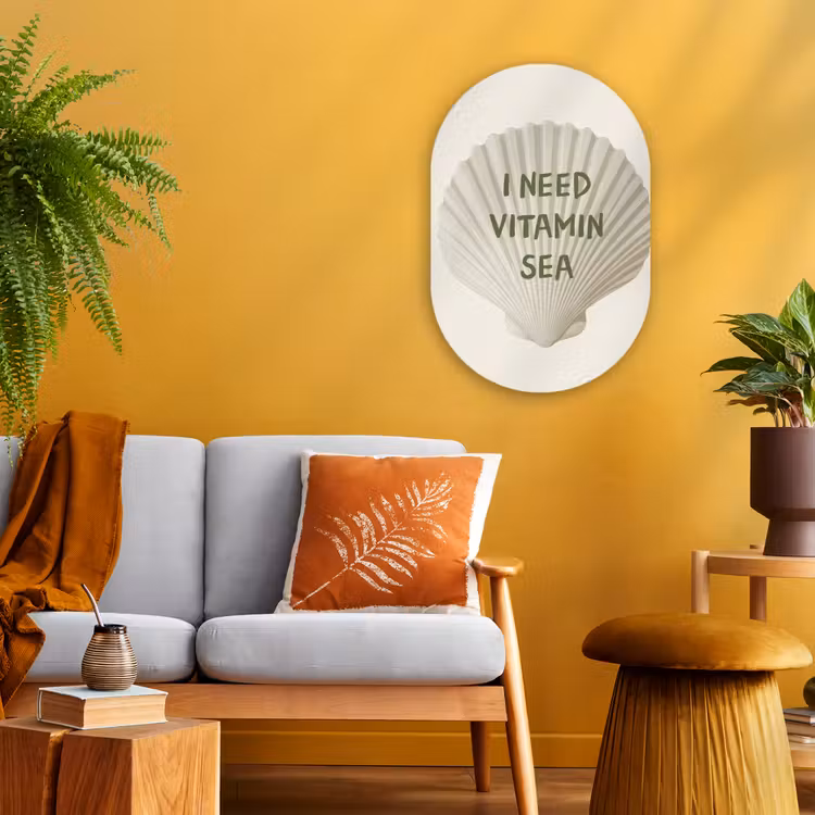 Muurovaal - Kunststof - Schelp - Quote - Groen — 1