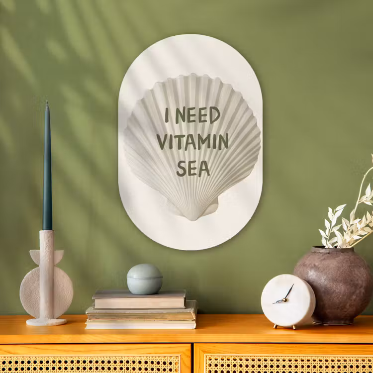Muurovaal - Kunststof - Schelp - Quote - Groen — 2