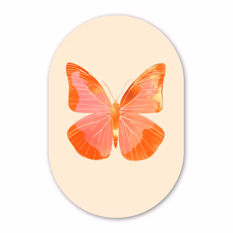 Muurovaal - Kunststof - Vlinder - Minimalistisch - Roze — 2