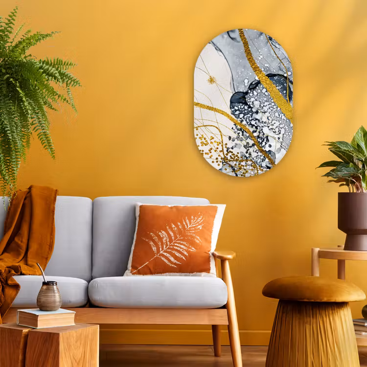 Muurovaal - Kunststof - Abstract - Goud - Natuur - Kunst — 1