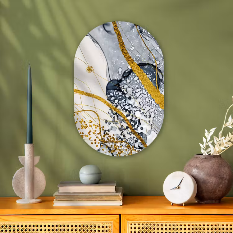 Muurovaal - Kunststof - Abstract - Goud - Natuur - Kunst — 2