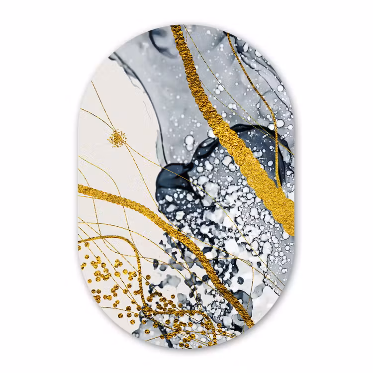 Muurovaal - Kunststof - Abstract - Goud - Natuur - Kunst — 3