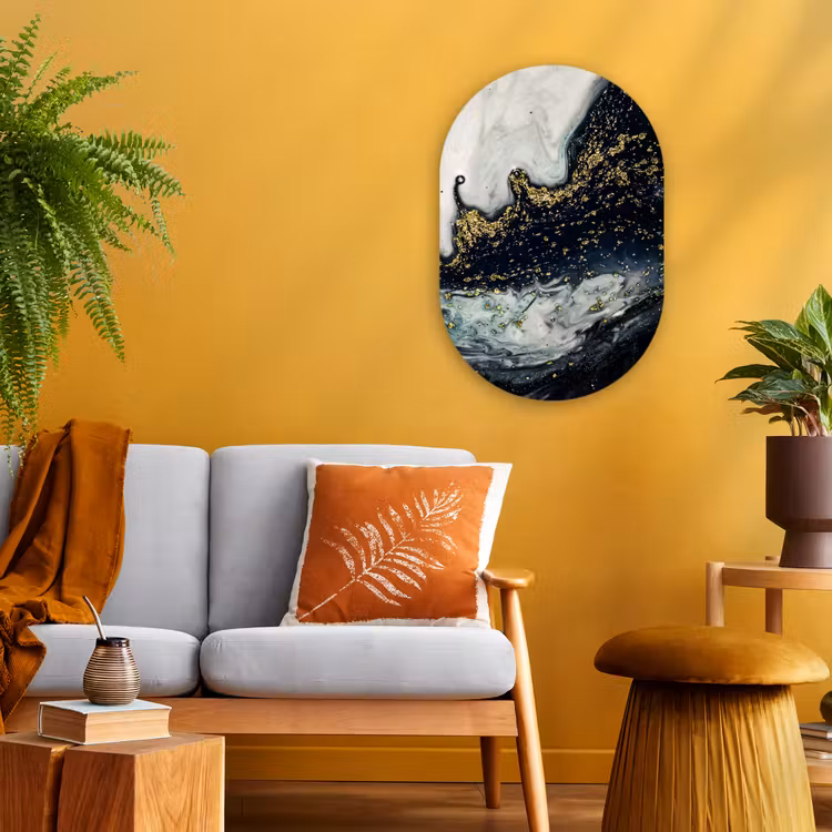 Muurovaal - Kunststof - Marmer - Abstract - Goud - Luxe — 1