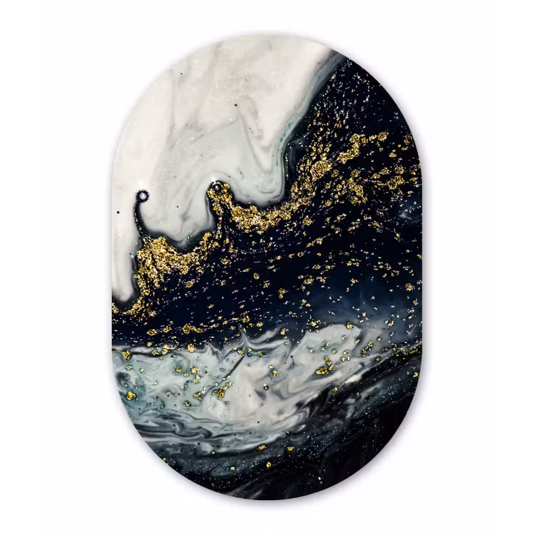Muurovaal - Kunststof - Marmer - Abstract - Goud - Luxe — 2