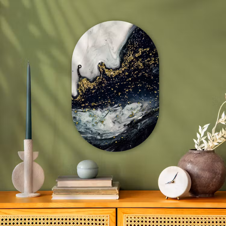 Muurovaal - Kunststof - Marmer - Abstract - Goud - Luxe — 3