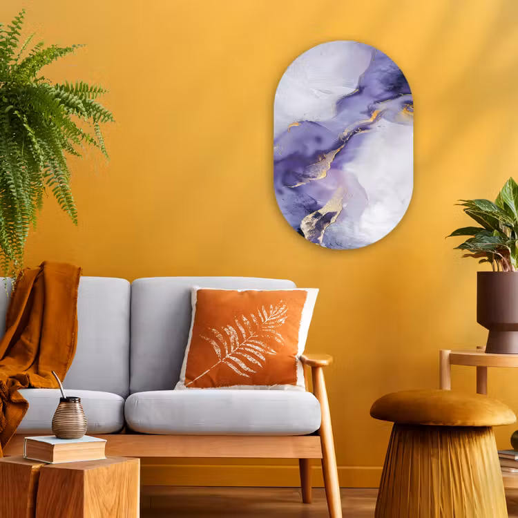 Muurovaal - Kunststof - Paars - Modern - Marmer - Abstract — 1