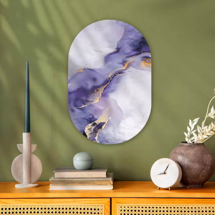 Muurovaal - Kunststof - Paars - Modern - Marmer - Abstract — 2