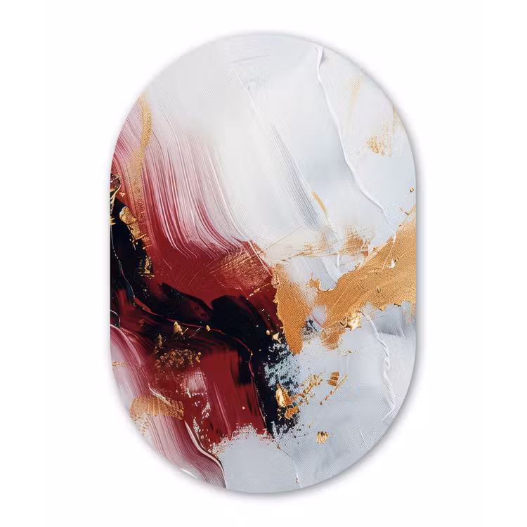 Muurovaal - Kunststof - Rood - Abstract - Goud - Modern — 1