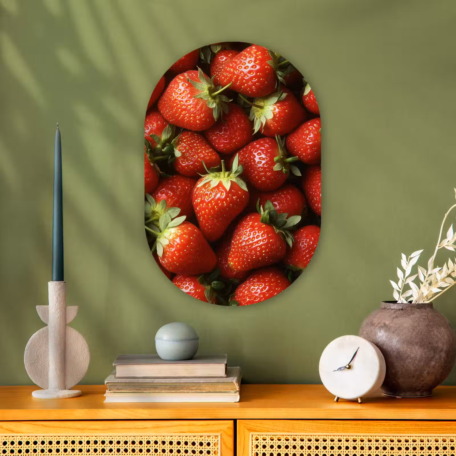 Muurovaal - Kunststof - Aardbei - Fruit - Rood — 1