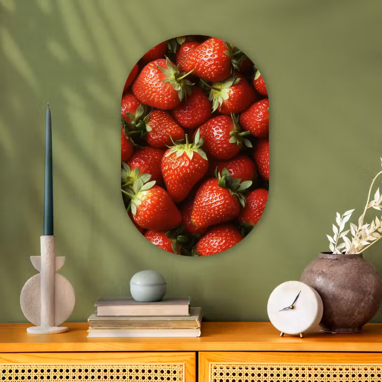 Muurovaal - Kunststof - Aardbei - Fruit - Rood — 1