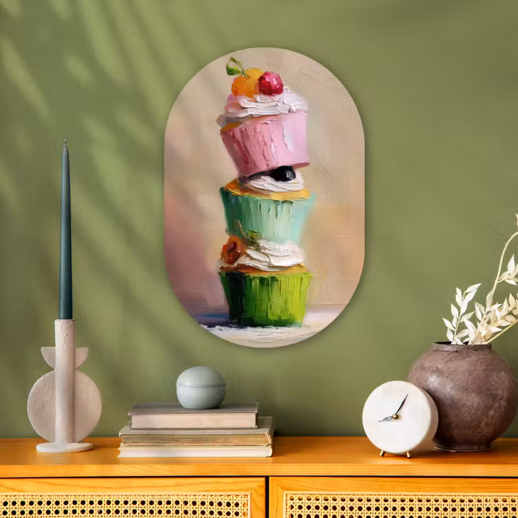 Muurovaal - Kunststof - Cupcakes - Gestapeld - Kleurrijk - Fruit — 2